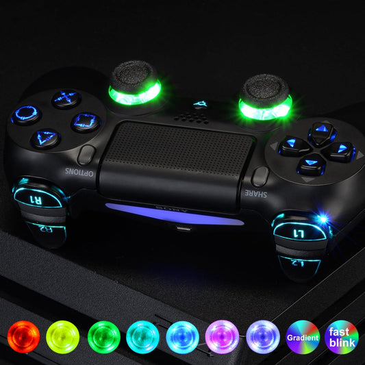 PS4 Controller Thumbstick Kit D-pad Home NOT LED Controller, Buttons (DTF Luminated Controller eXtremeRate 2.0) CUH-ZCT2 Slim DTFS Multi-Colors Trigger Included Face Pro for – eXtremeRate - for PS4 Retail