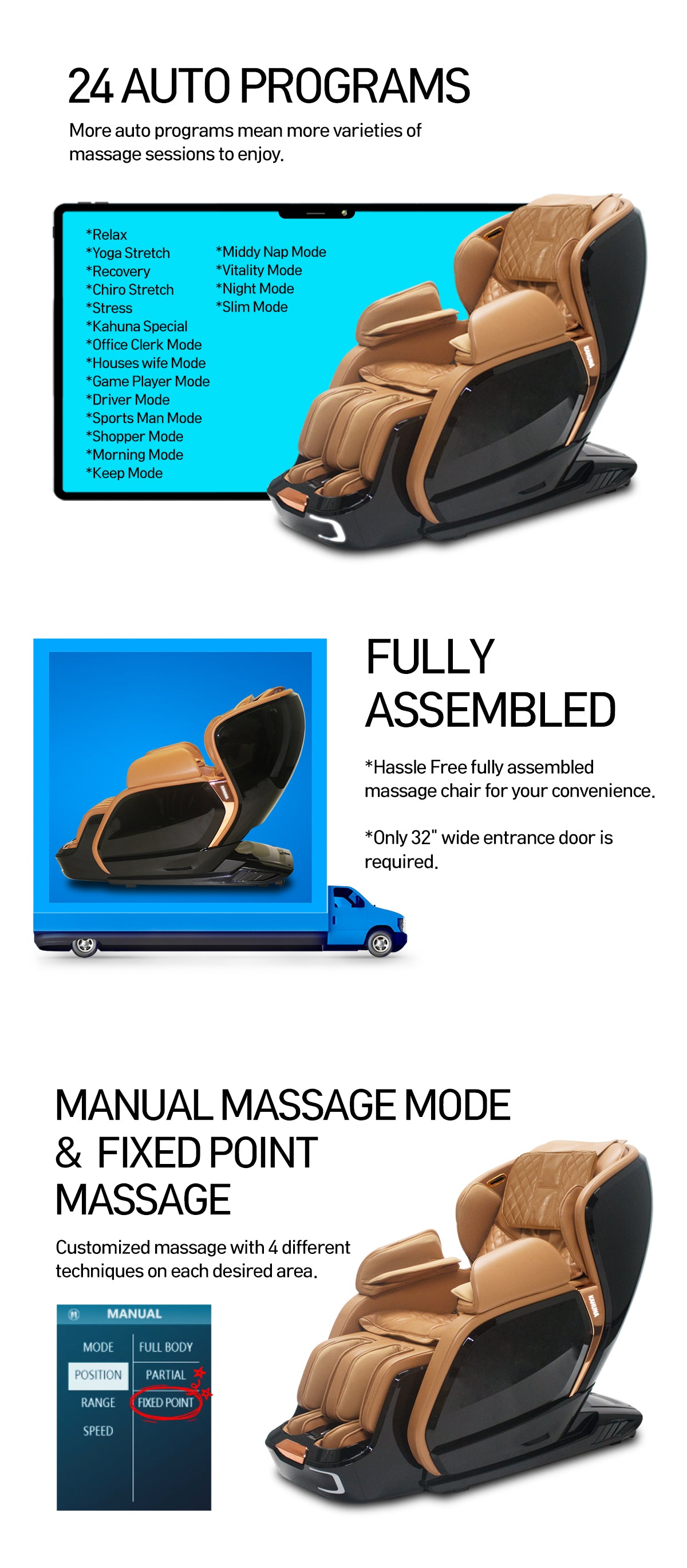 3D+@ Latest Technology SL-Track Auto Extension Kahuna Massage Chair LM-6800T