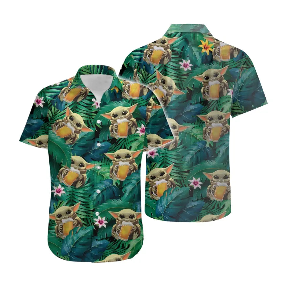 Star Wars Yoda With Beer 3D HAWAII SHIRT
