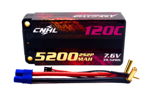 [Combo] 2 Packs CNHL Racing Series LiHV 5200mAh 7.6V 2S 120C HV Shorty Hard Case Lipo Battery with EC3 Plug For RC Racing