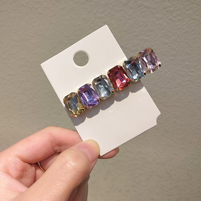 Girls' Color Crystal Hair Clips With Simple Temperament