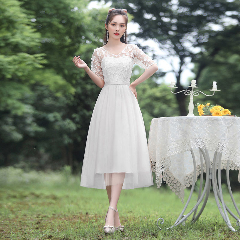 Bridesmaid Dress Female Daily Style-year-old Adult Ceremony Evening Student