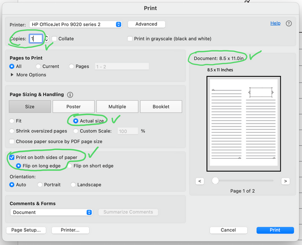 Acrobat® Print Dialog Box