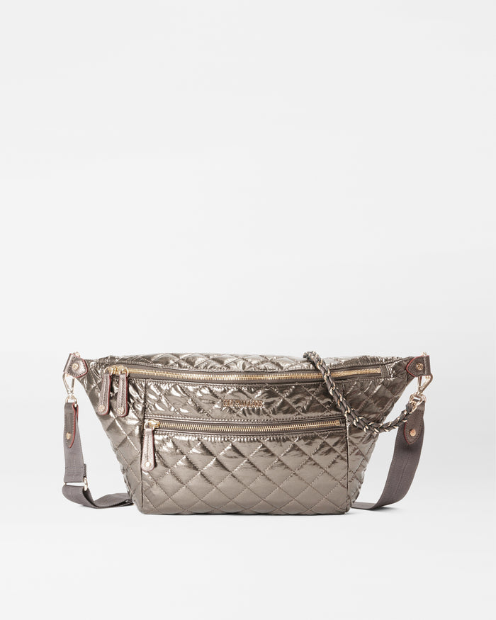 MZ Wallace Silver Blue Bowery Crossbody Sling Bag