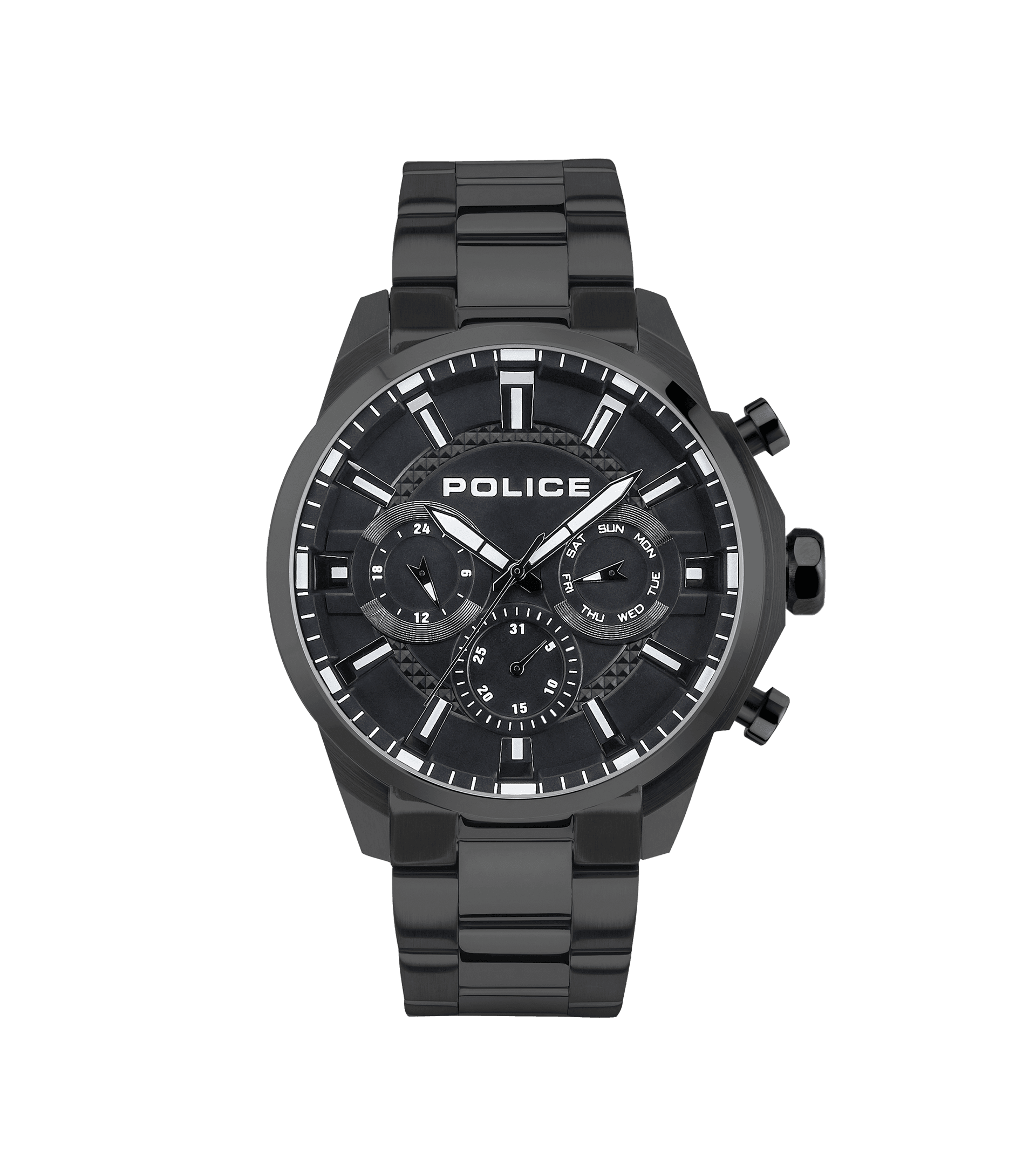 Police watches - Underlined Watch Black, Black For Police Men