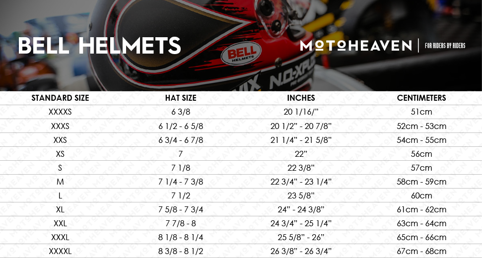 Size Charts  Bell Helmets