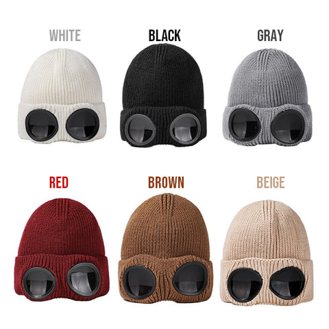 2-in-1 Sunglasses Ski Thermal Knitted Beanie