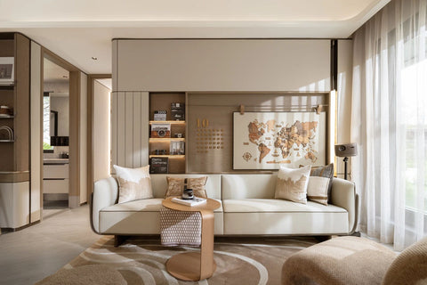 Beige Leather Sofa Chic