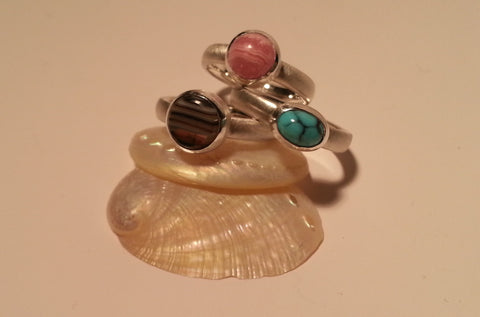 Ringe in 925 Ag mit Türquise, Rhodochrosit und Quarz