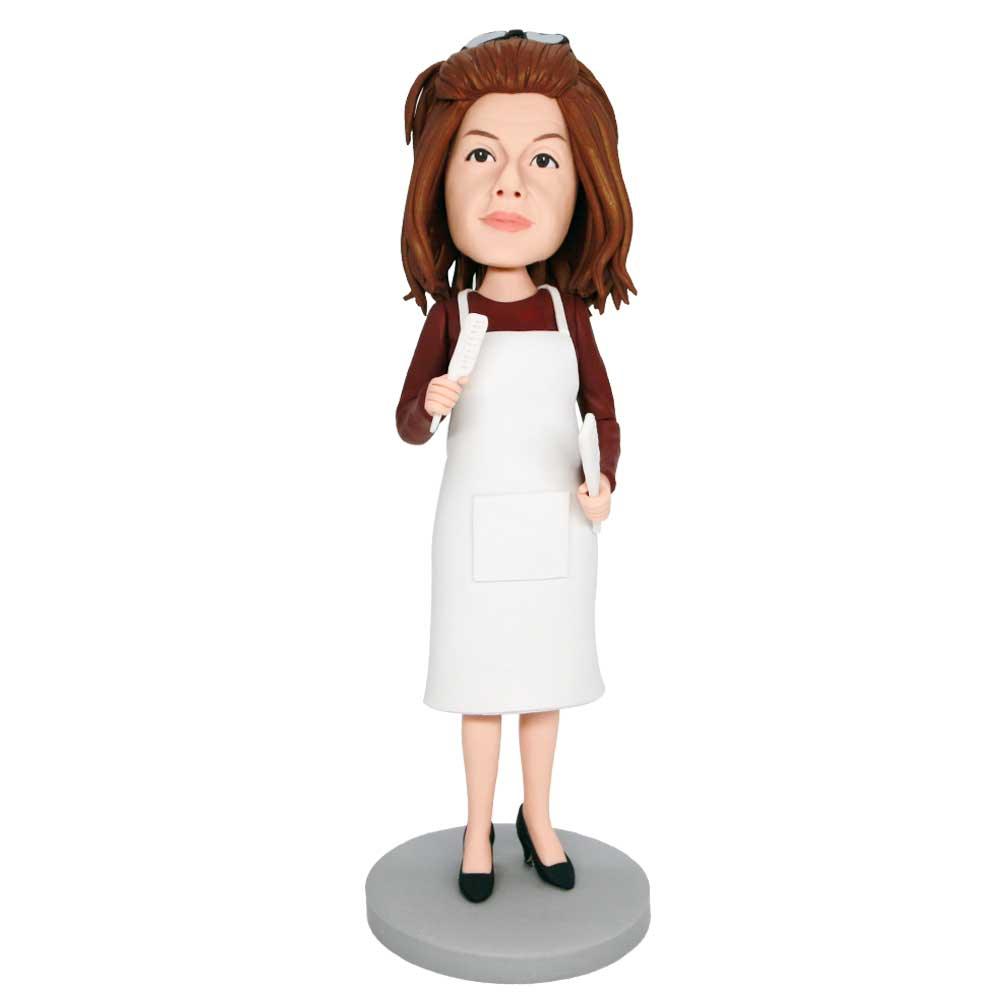 Custom Bobble Head Female Chef In The Kitchen Premium