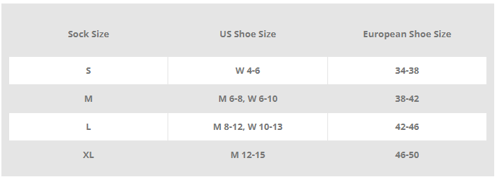 ADULT SOCK SIZE CHART