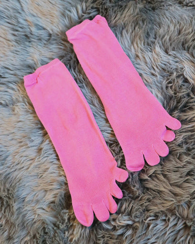 Pink silk socks.