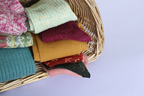 Colorful socks folded in the wardrove