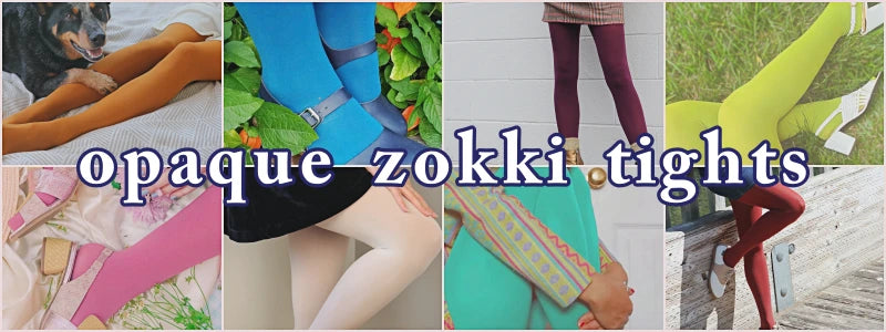 Colorful opaque zokki tights photo.