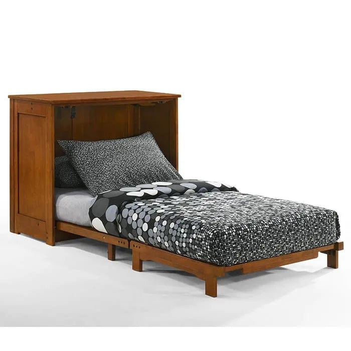 Furniture Orion Murphy Cabinet Bed Twin Size in Cherry with Mattress