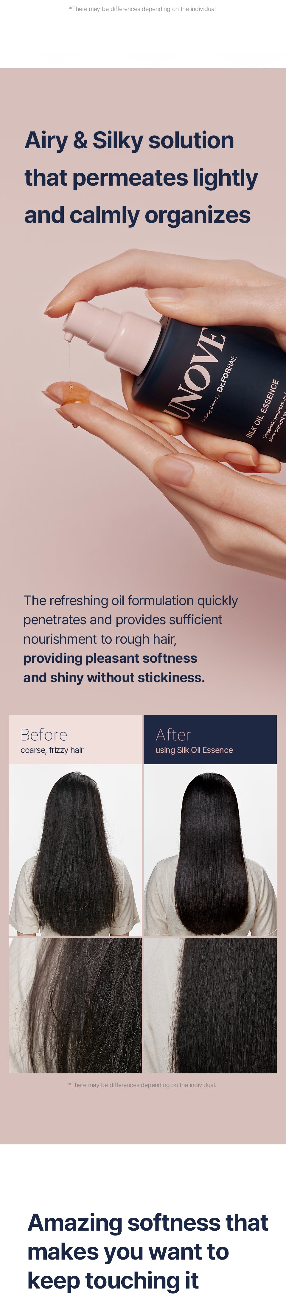 the effect after using unove Silk Oil Essence