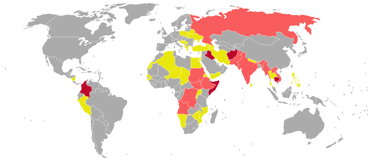 mapa de minas terrestres