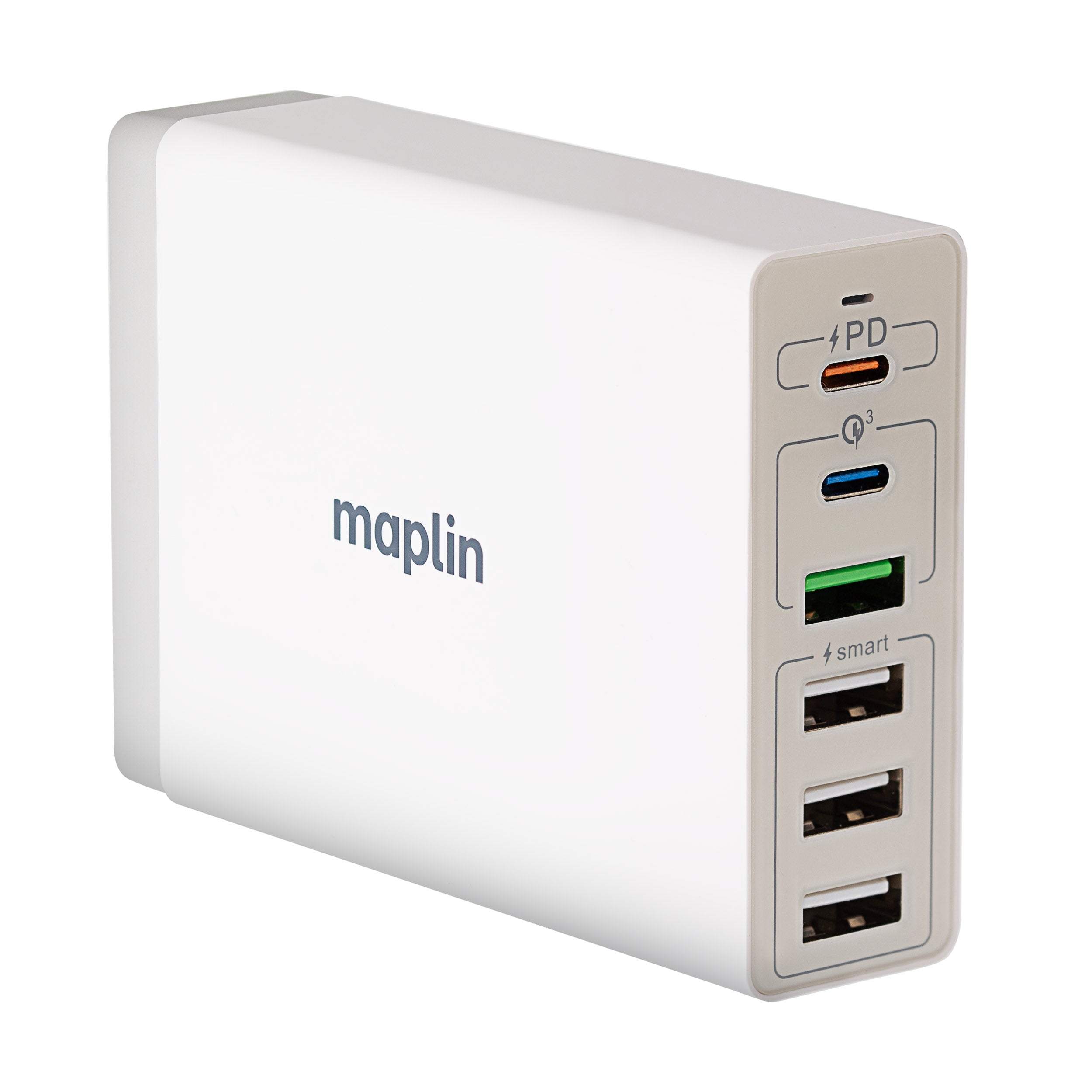 Maplin 6 Port USB Charging Station 4x USB-A / 2x USB-C 65W High Speed Charging with 1m Cable