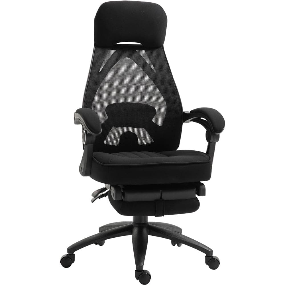 ProperAV Extra Reclining Adjustable Mesh Office Chair with Footrest - Black