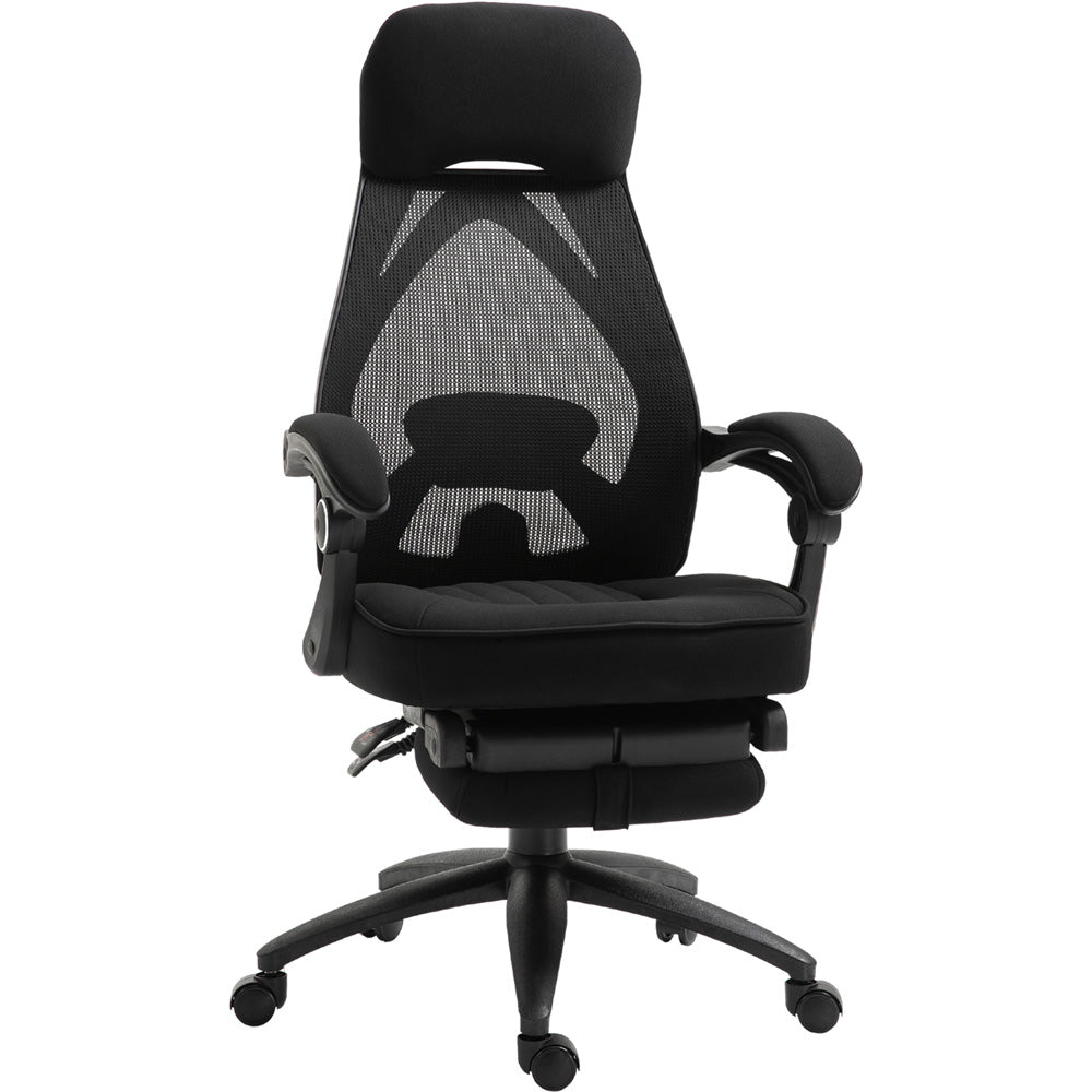 ProperAV Reclining Adjustable Mesh Office Chair with Footrest - Black