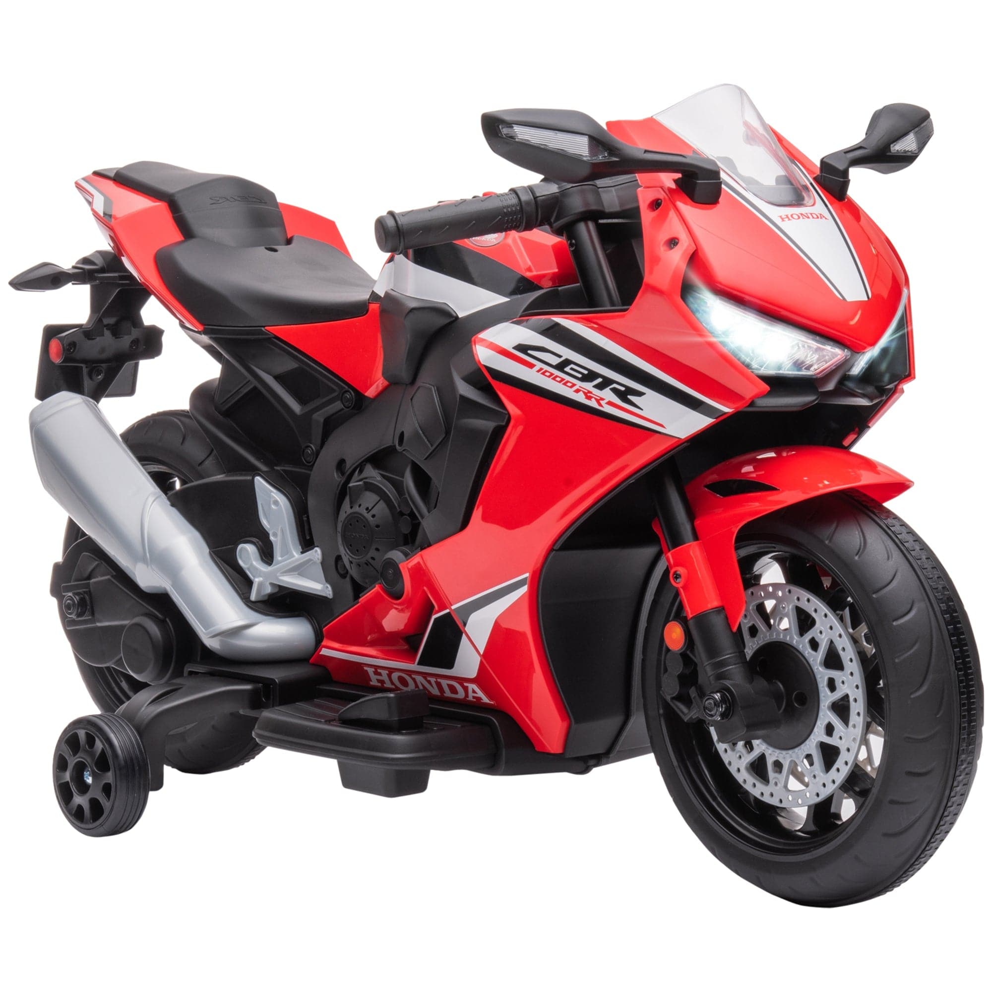 Maplin Plus Honda 6V Licensed Kids Motorcycle with Music & Training Wheels (Red)