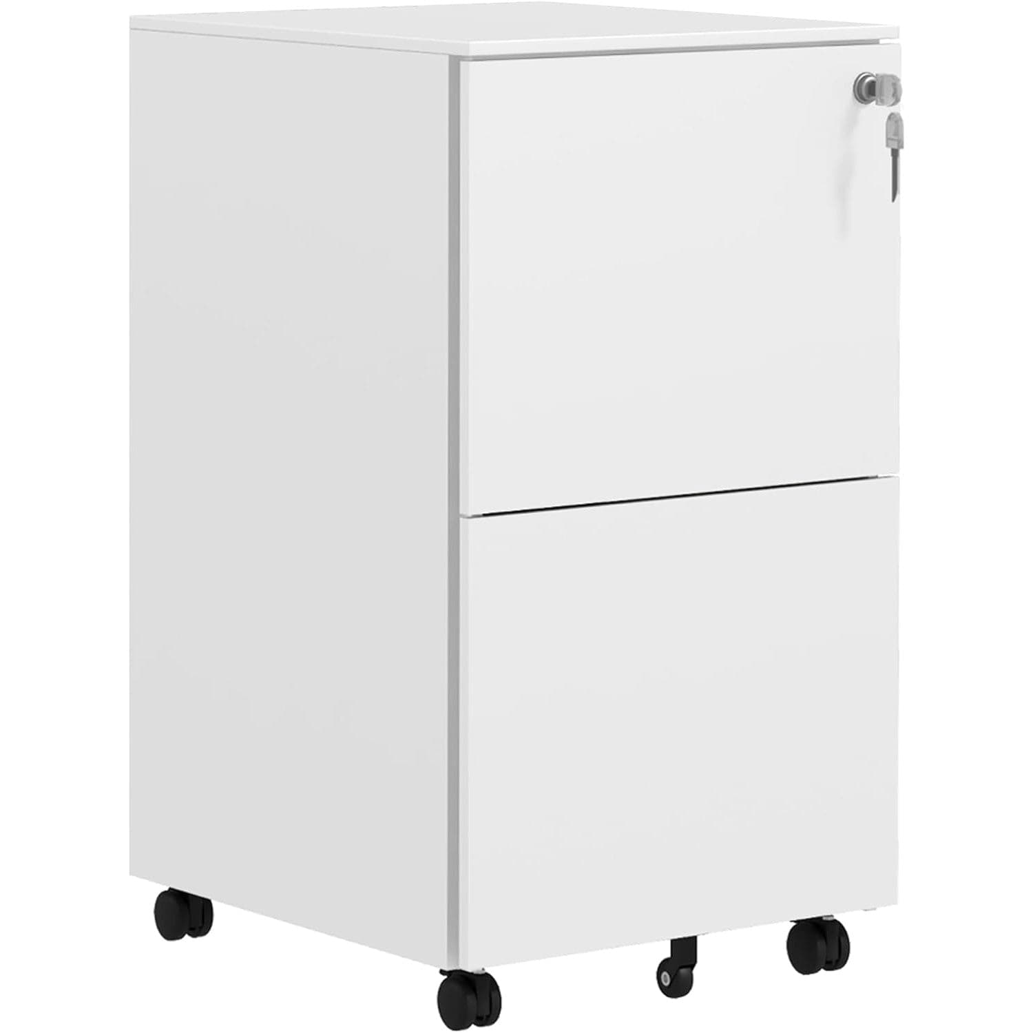 ProperAV Lockable 2-Drawer Vertical Filing Cabinet with Adjustable Hanging Bar (White)