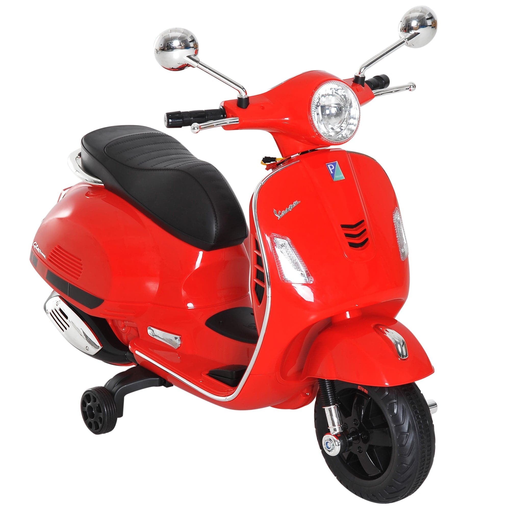 HOMCOM Kids Ride On 6V Vespa Motorcycle with LED Lights (Red)