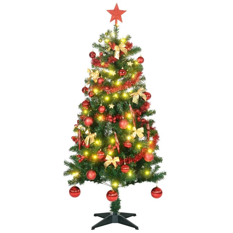 HOMCOM 5ft LED Artificial Christmas Tree with Decorations