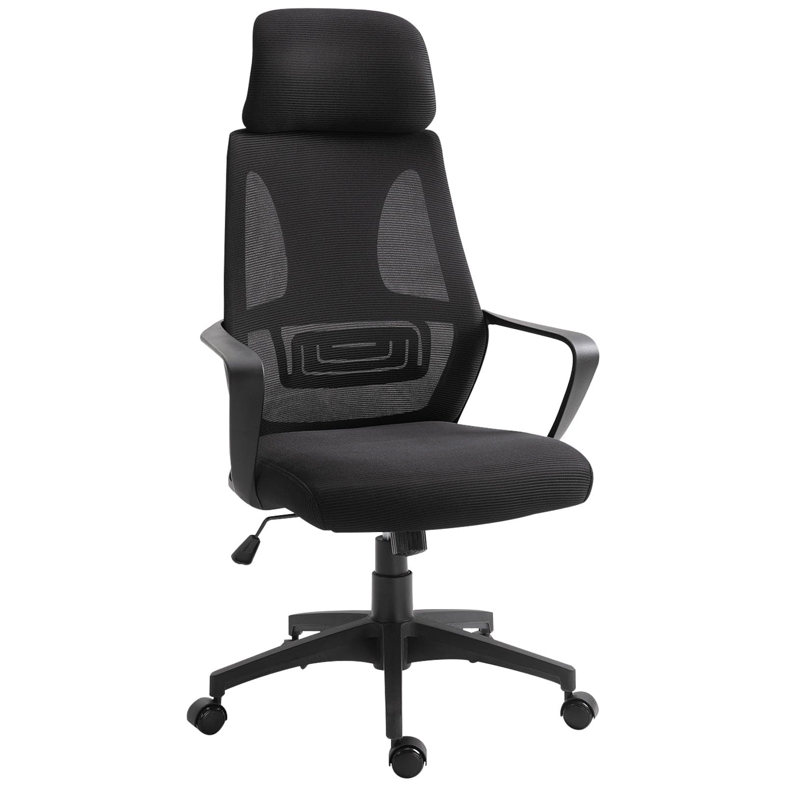 ProperAV Extra Mesh Ergonomic Adjustable Mesh Office Chair with Headrest & Lumbar Support (Black)