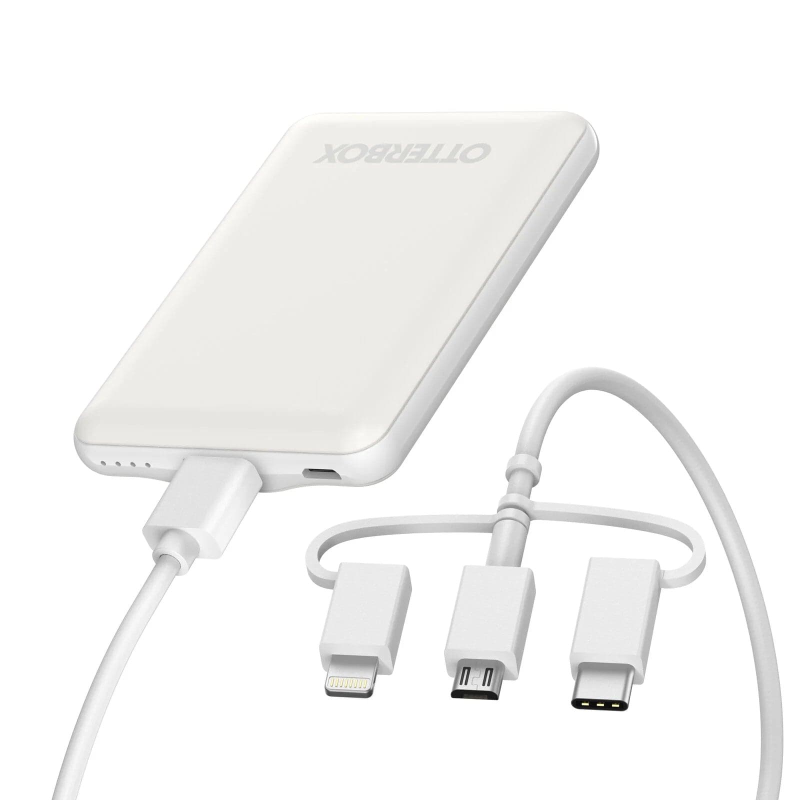 OtterBox 5000mAh 10W Power Bank with USB-A to Micro-USB / USB-C / Lightning 3-in-1 Cable (White)