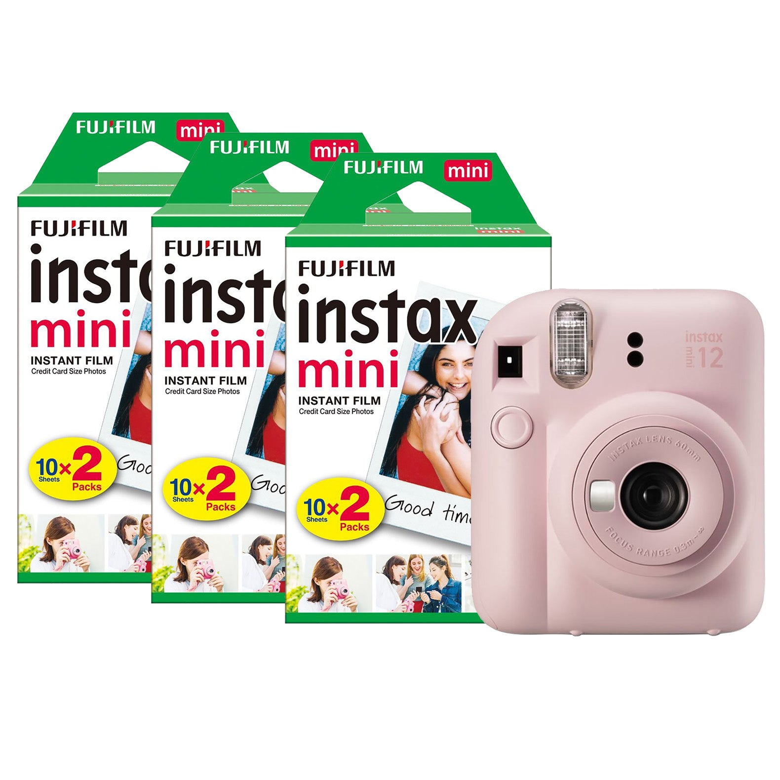 Fujifilm Instax Mini 12 Instant Camera - Blossom Pink (Camera + 60 Shot Pack)