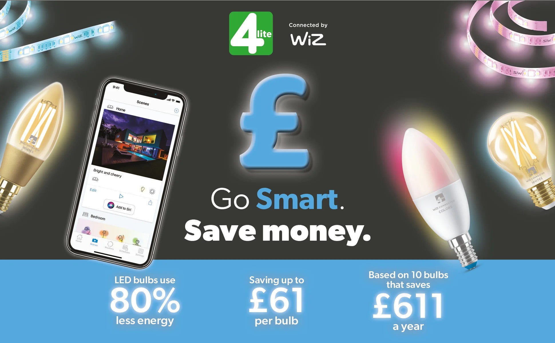 Go smart and save money with our Smart Lighting Deals on 4lite WiZ Connected Lightbulbs, Indoor Lighting, Outdoor Lighting, Smart plugs, sensors and more with our Black Friday offers!