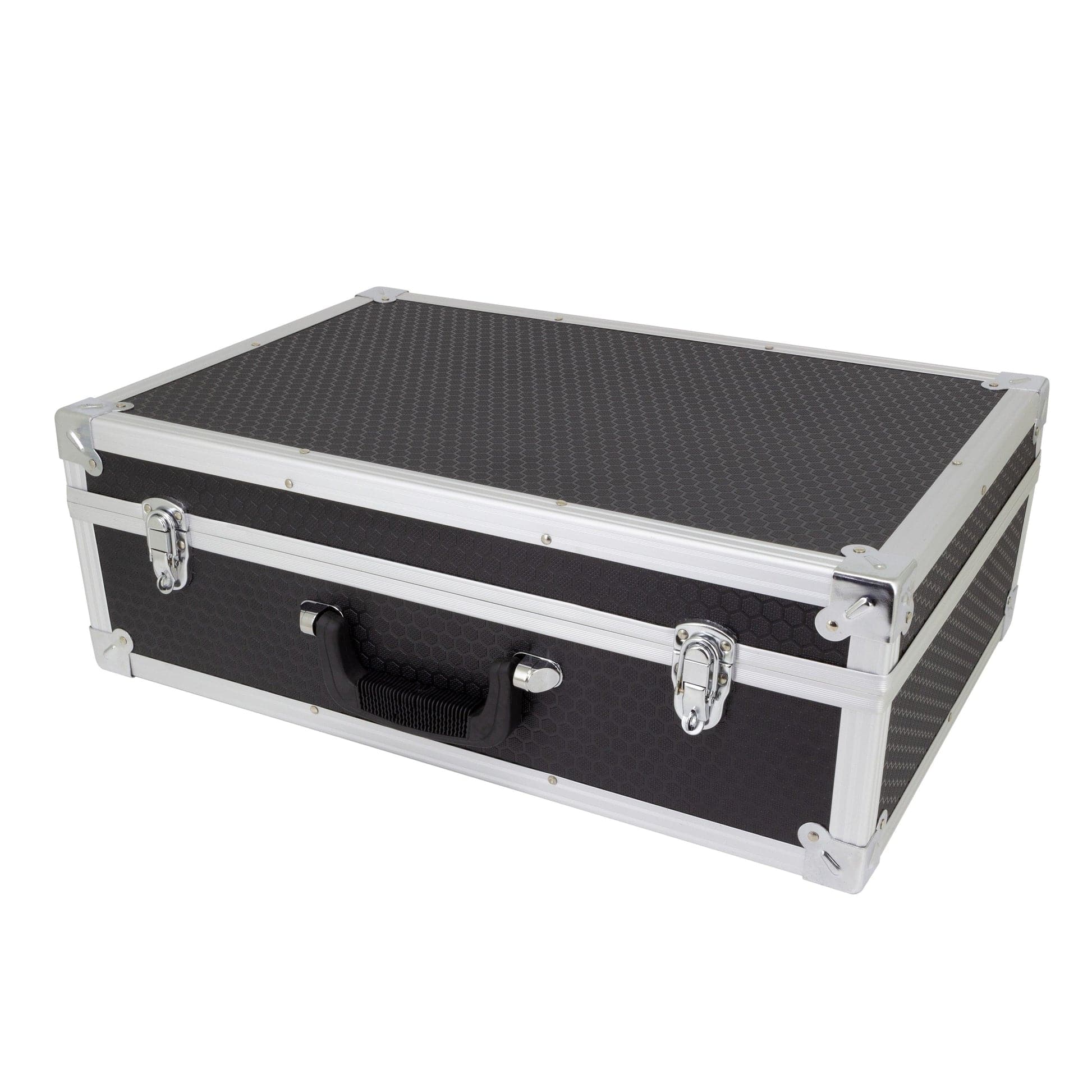 Maplin Plus BC47 Aluminium 190 x 570 x 380mm Flight Case with Cubed Foam Block & Egg Lid Foam - Black