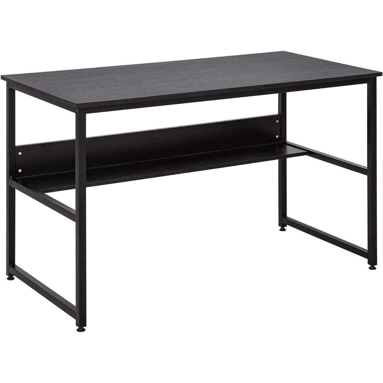 ProperAV Extra 120 x 60cm Home Office Desk with Storage Shelf & Metal Frame (Black)