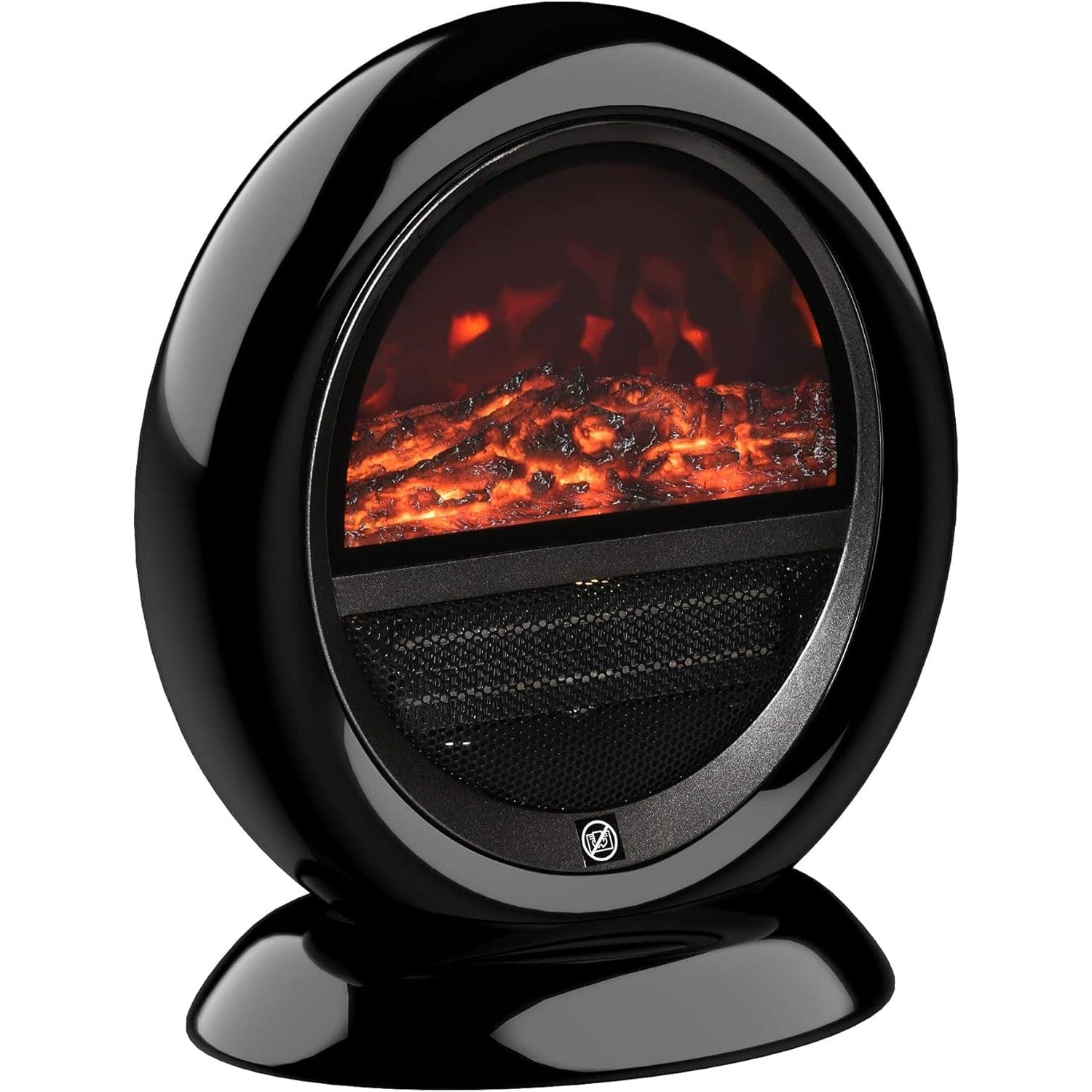Maplin 1500W Freestanding Electric Fireplace Heater with Flame Effect & Rotatable Head (Black)