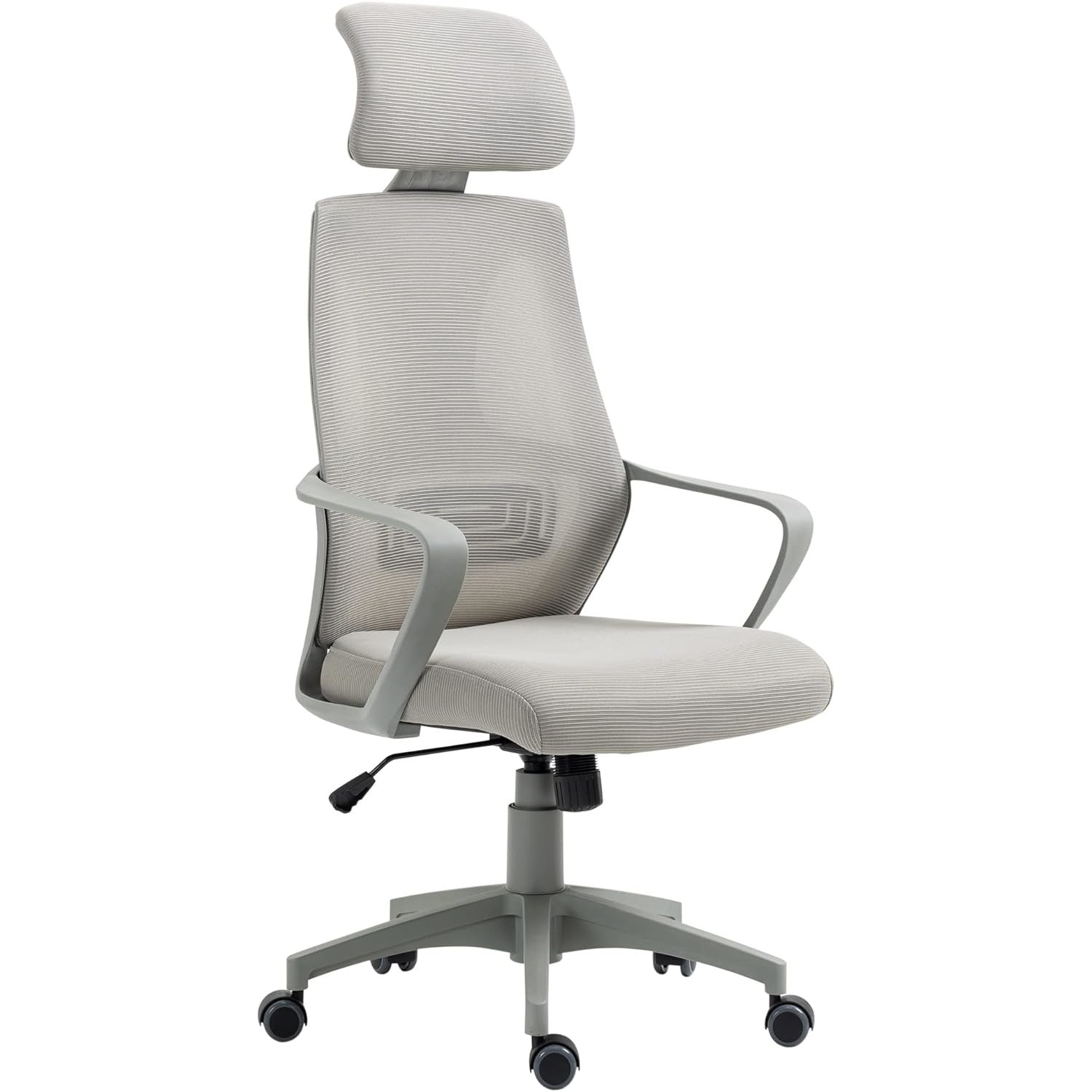 ProperAV Extra Mesh Ergonomic Adjustable Mesh Office Chair with Headrest & Lumbar Support (Grey)