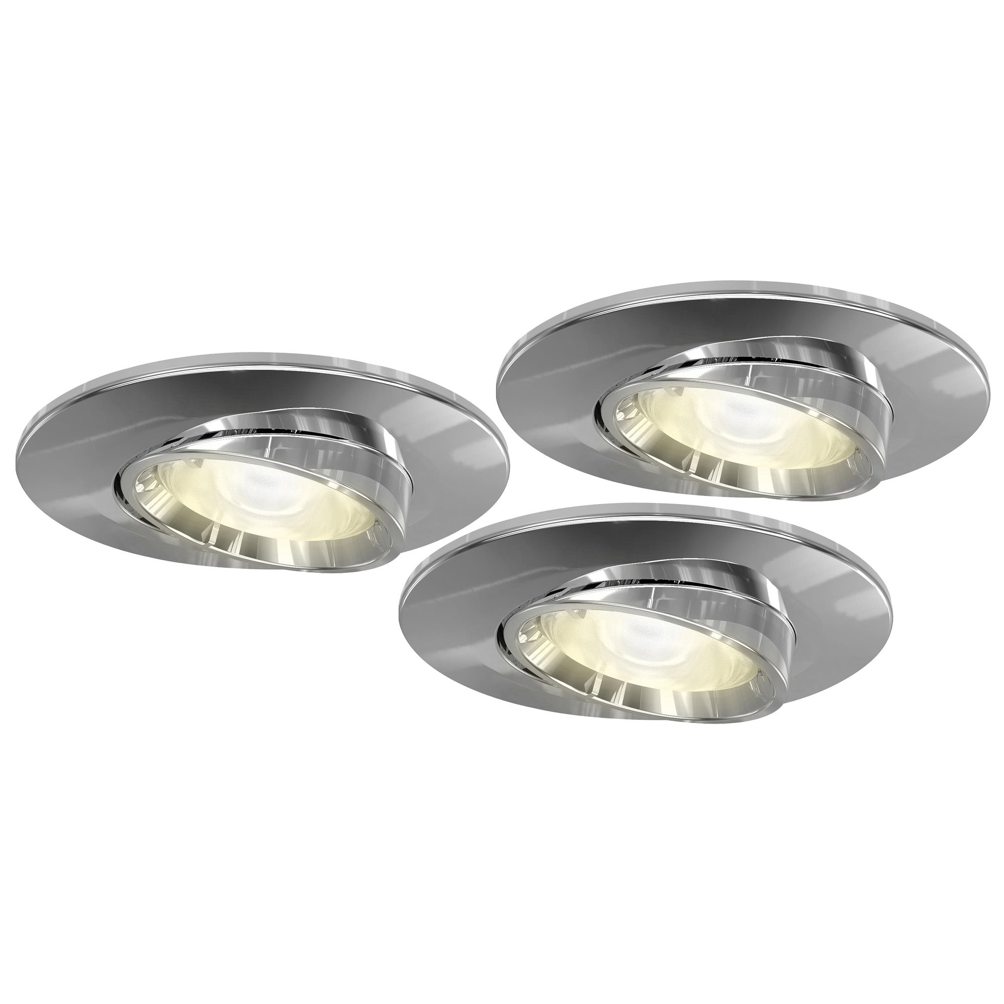 4lite WiZ Connected Fire-Rated IP20 GU10 Smart Adjustable LED Downlight - Chrome (Pack of 3)