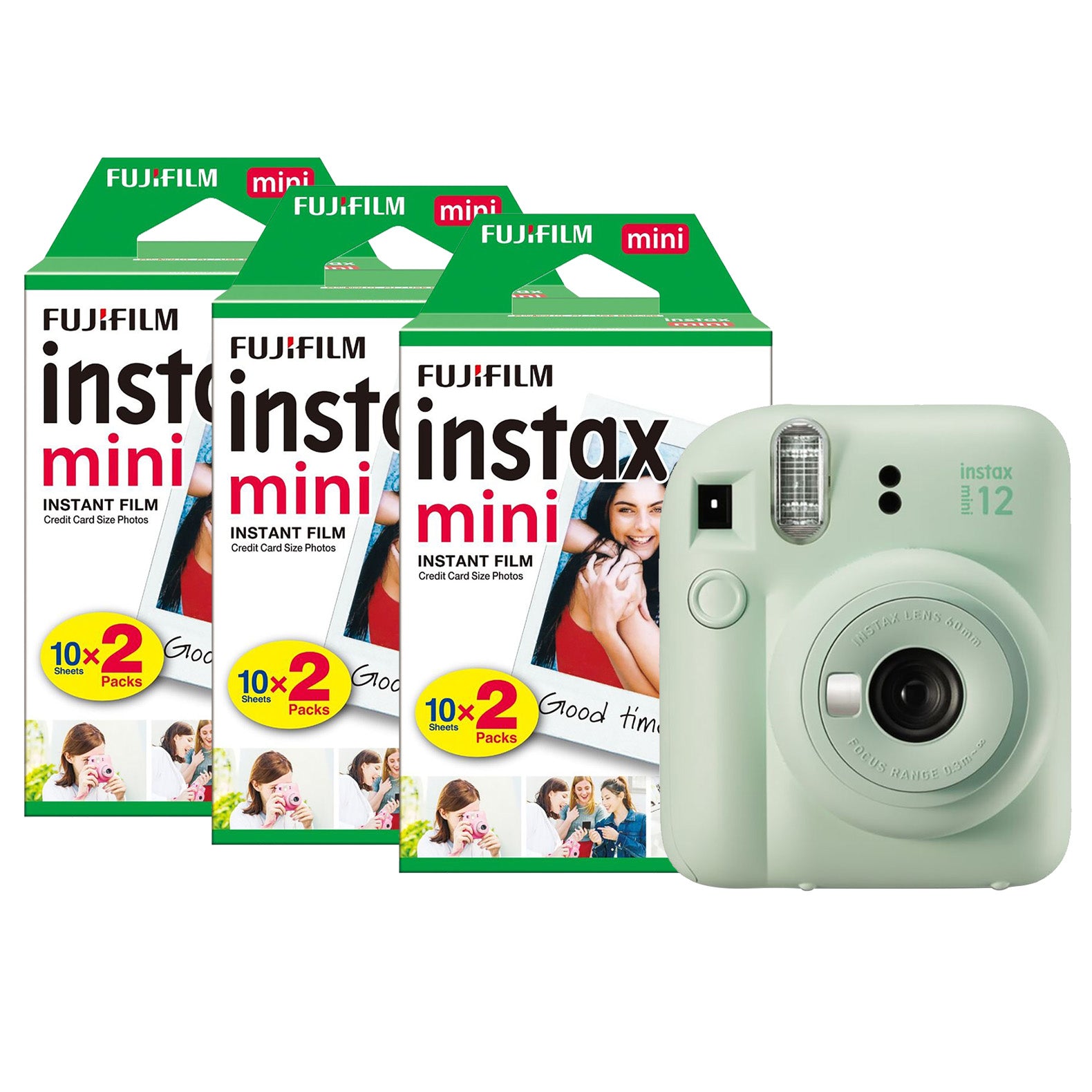 Fujifilm Instax Mini 12 Instant Camera - Mint Green (Camera + 60 Shot Pack)