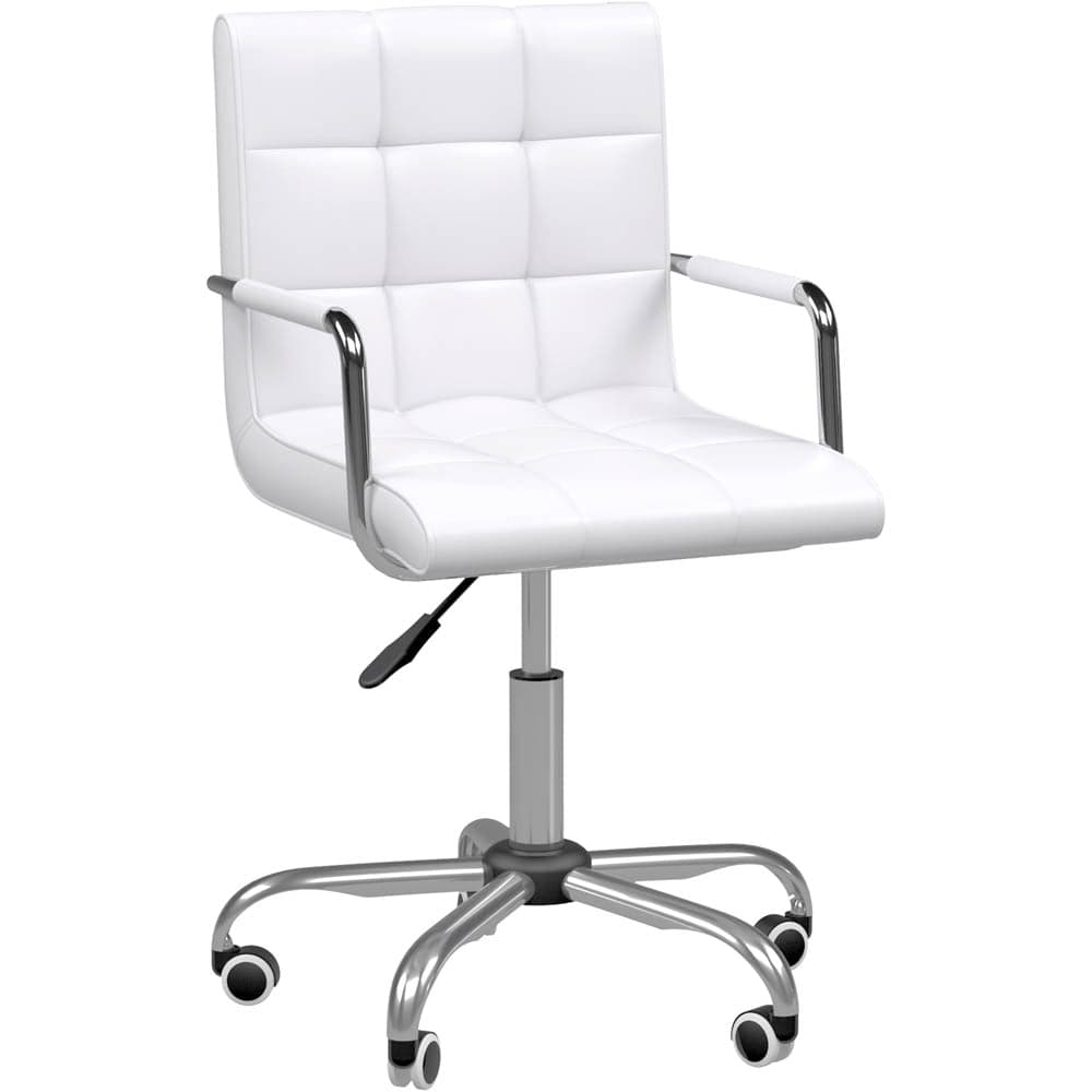 ProperAV Extra PU Leather Adjustable Mid-Back Office Chair (White)