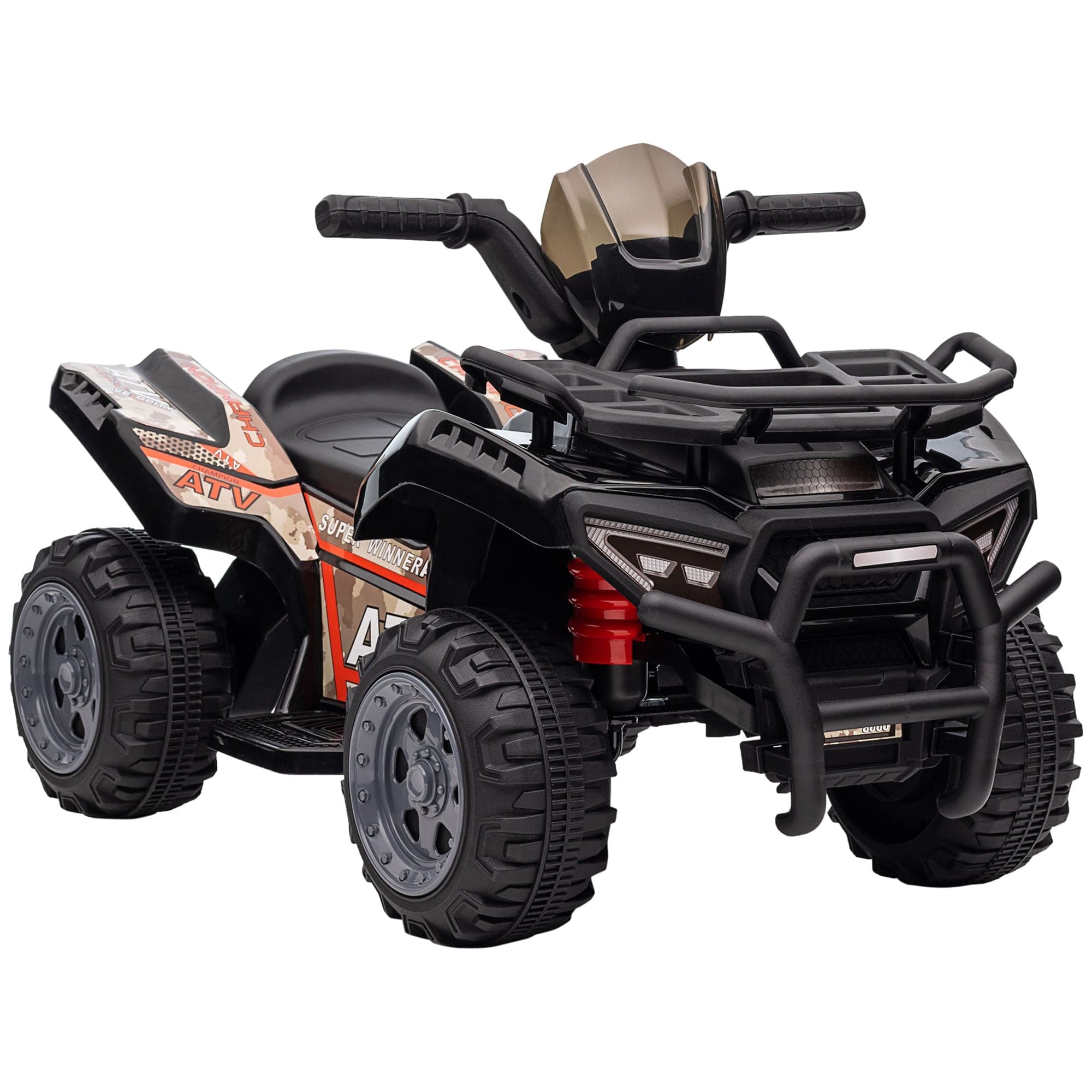 Maplin Plus 6V Kids Electric Ride on Toy ATV Quad Bike with Music & Headlights for 18-36 Months (Black)