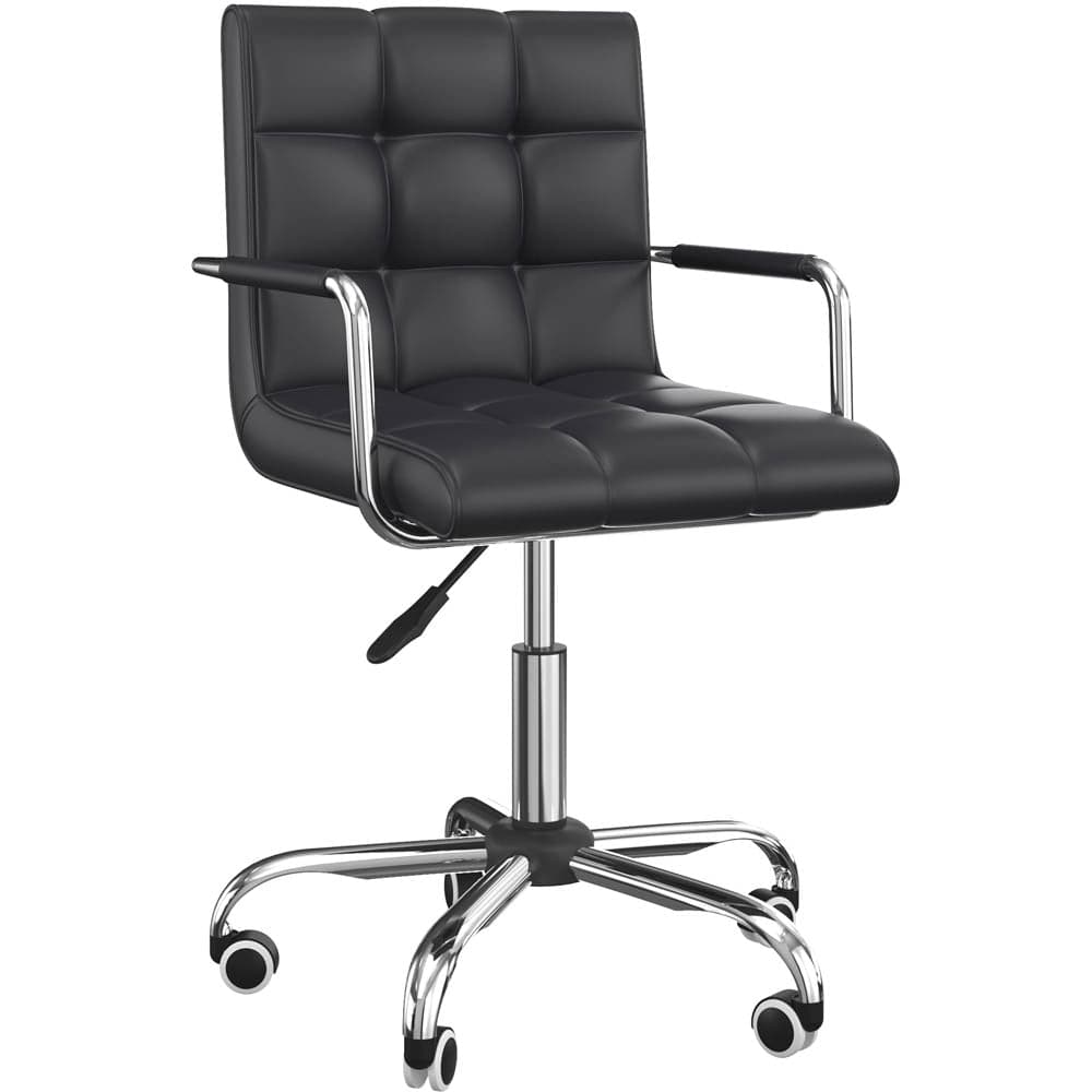 ProperAV Extra PU Leather Adjustable Mid-Back Office Chair (Black)