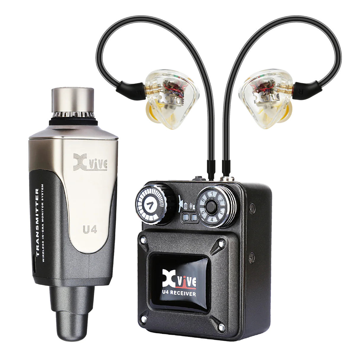 Xvive U4 2.4GHz Wireless In-Ear Monitor System (Transmitter + Receiver + In-Ear Monitors)