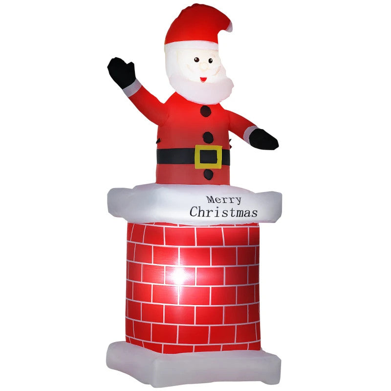 HOMCOM 7ft Christmas LED Inflatable Santa Claus from Chimney