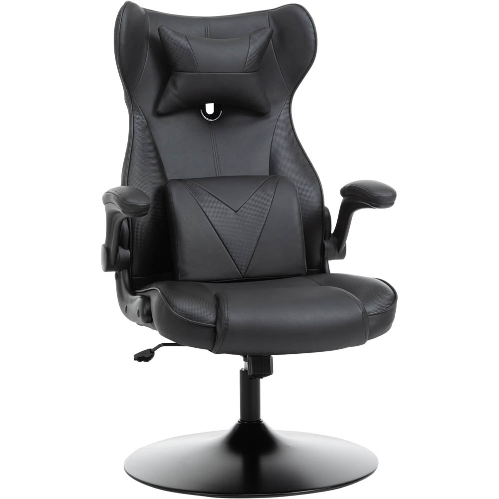Maplin Plus Racing Style Adjustable Gaming Chair with Lumbar Support, Flip-up Armrests & Headrest - Black