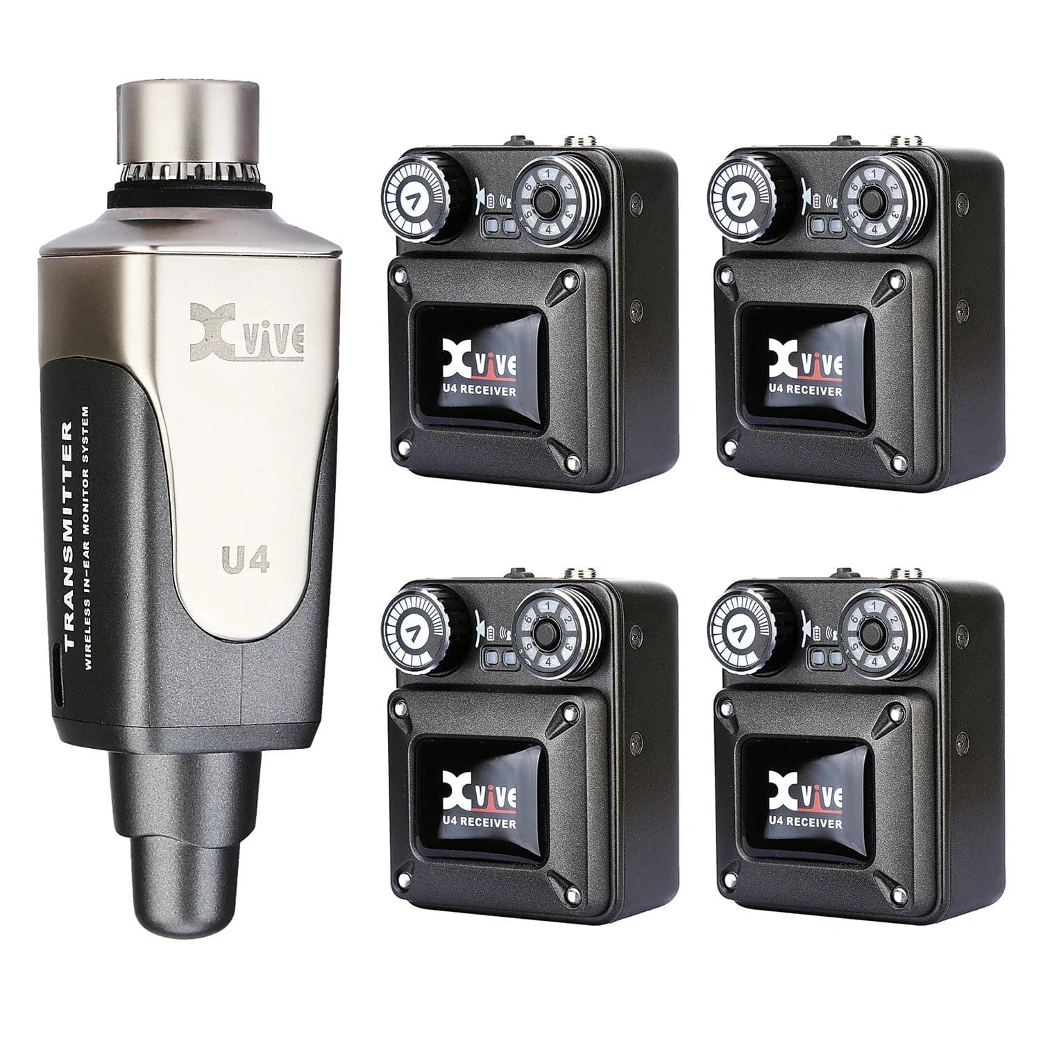 Xvive U4 2.4GHz Wireless In-Ear Monitor System (Transmitter + 4x Receivers)