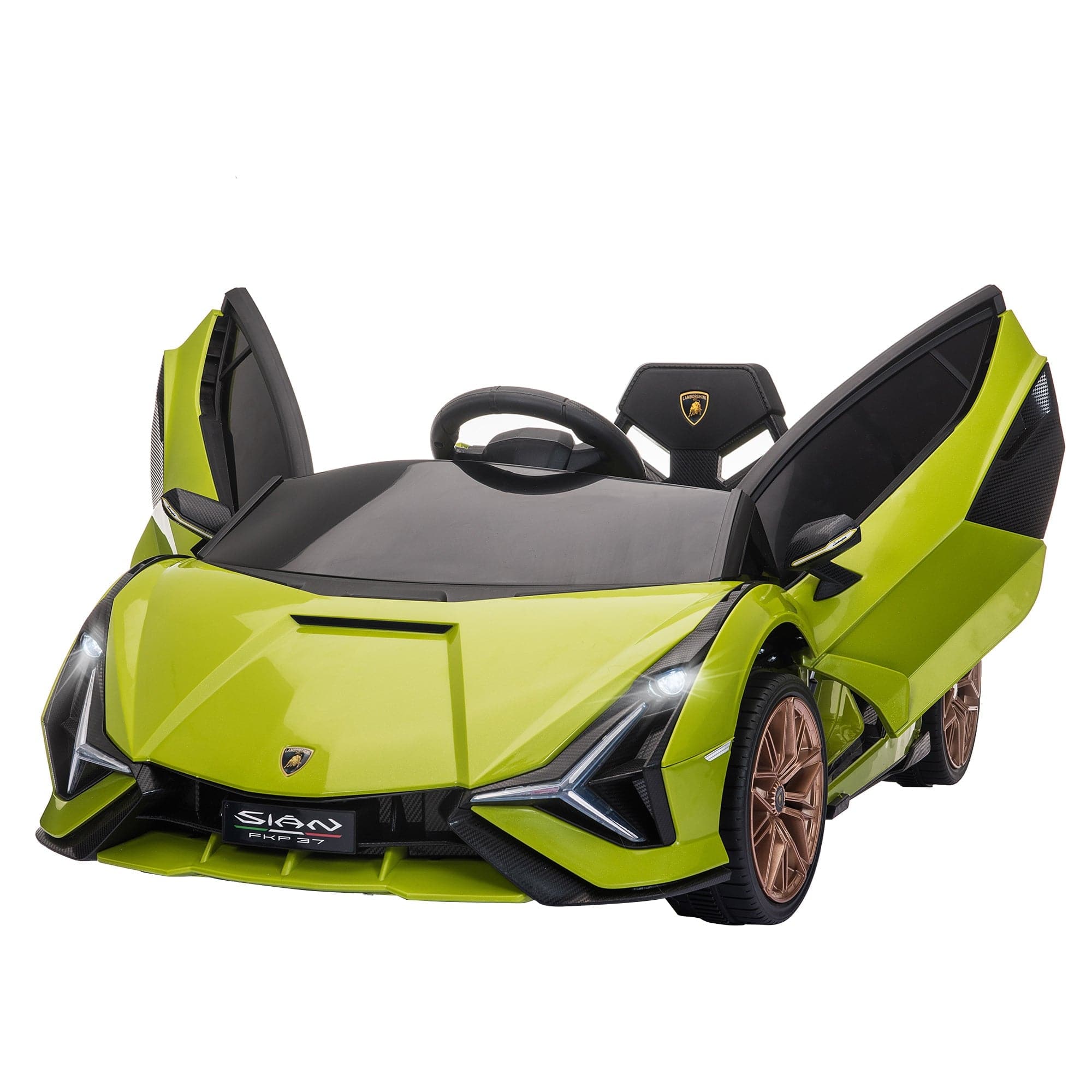Maplin Plus Licensed Lamborghini 12V Kids Electric Ride On Car with Remote Control (Green)