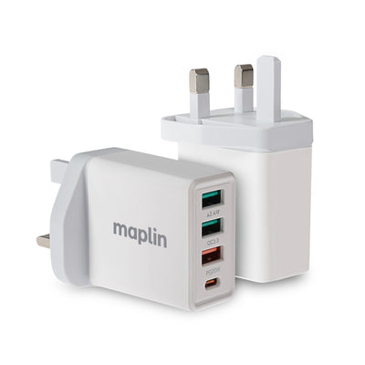 Maplin 1-Port USB-A 2.4A 100-240V Wall Charger - White