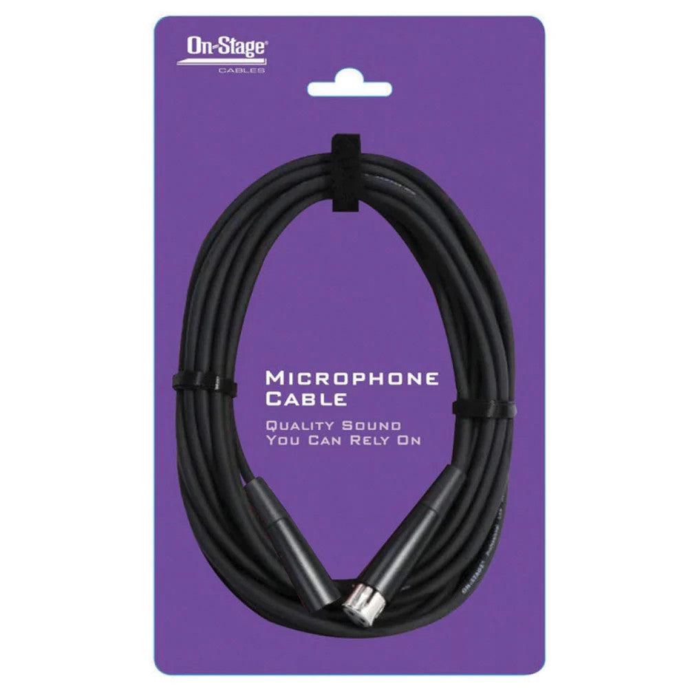 On-Stage XLR to XLR Microphone Cable - Black, 6m