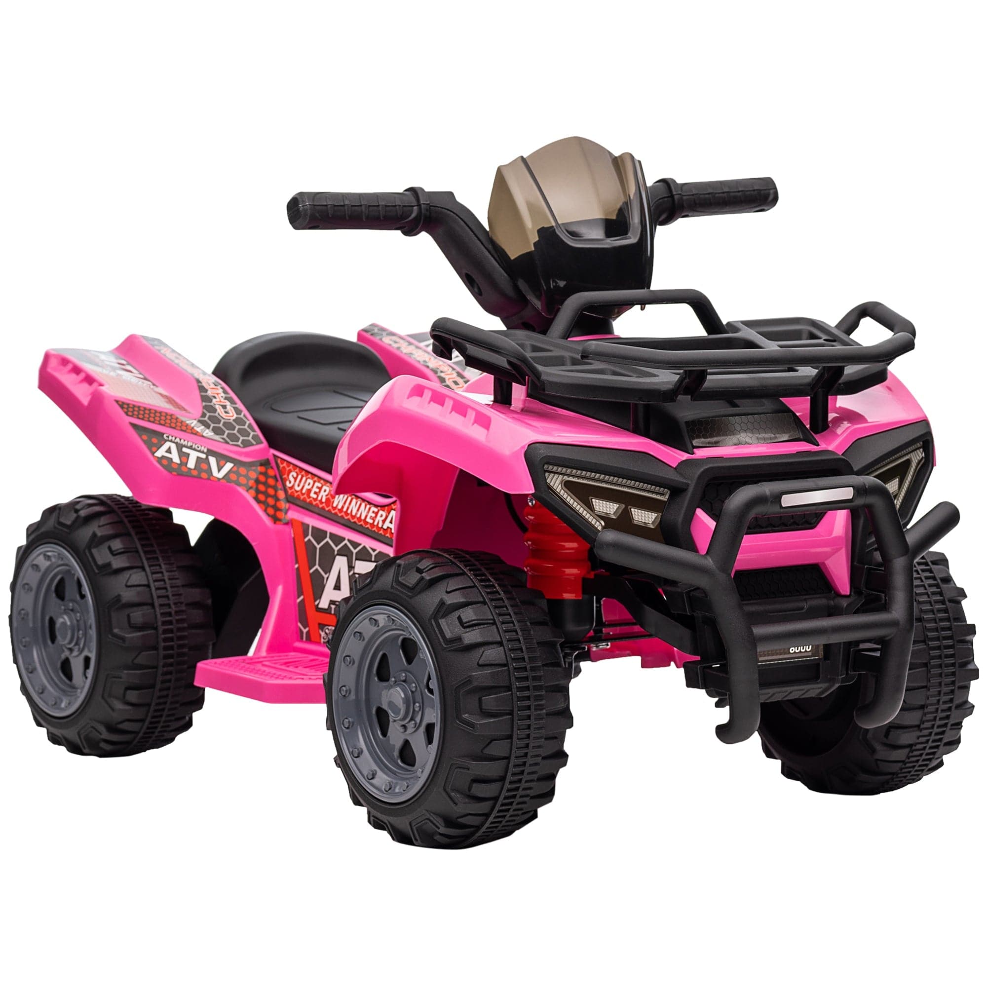 Maplin Plus 6V Kids Electric Ride on Toy ATV Quad Bike with Music & Headlights for 18-36 Months (Pink)