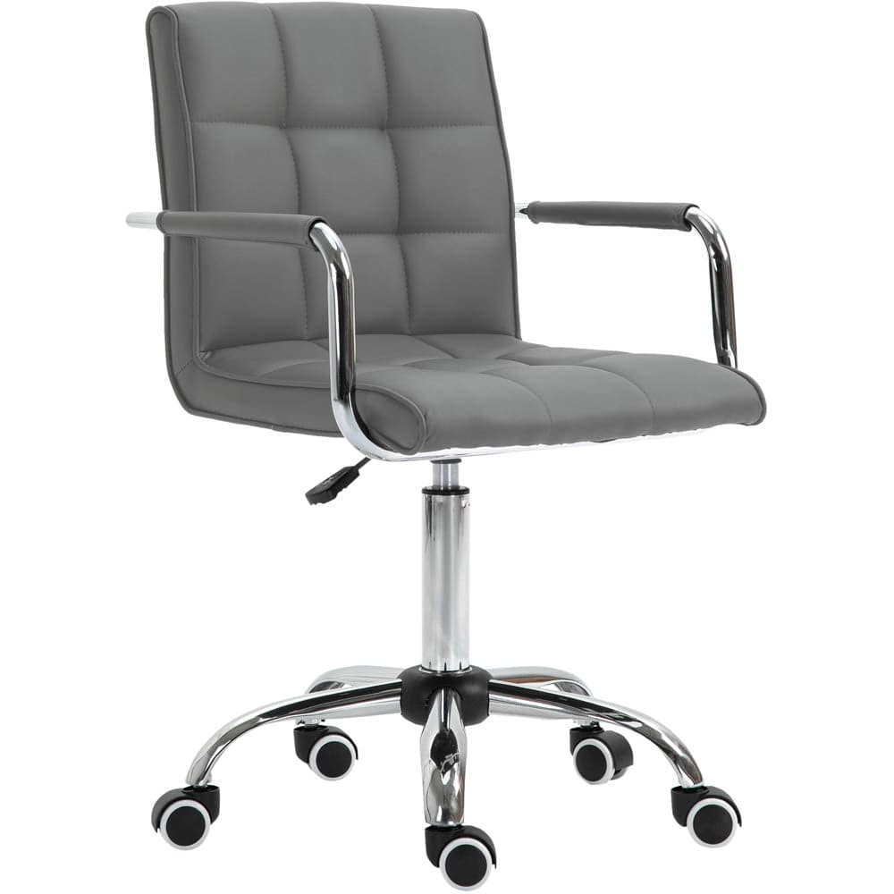 ProperAV Extra PU Leather Adjustable Mid-Back Office Chair (Grey)